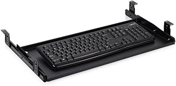 Lilithye Keyboard Tray Under Desk Drawer, 21.6 x 10.2inch Ergonomic Keyboard Tray Heavy-Duty Metal Slide-Out Platform Keyboard Tray for Home Office Computer Desk (Black)