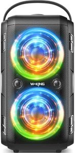 W-KING Loud Bluetooth Speakers with Subwoofer, 80W Party Portable Outdoor Speakers Bluetooth Wireless -Deep Bass, Huge 105dB Sound, Mixed Color Lights, 24H Play, AUX, USB Play, TF Card, Non-Waterproof