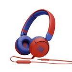 JBL Jr 310 Children's Over-Ear Headphones with Aux Cable and Built-In Microphone, Red