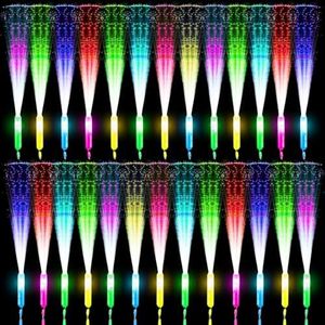 Lnbeyw 56 Pieces Glow Fiber Wands Sticks LED Light Up Wands Colorful Flashing Fiber Optic Wands Stick for Boys and Girls Birthday Wedding Halloween Glow in the Dark Party Favor