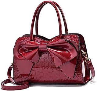 NICOLE & DORIS Bolsos de Mujer Pequeños Bolso Señora Bandolera Lindo Bolsa de Mensajero para Niñas Bolso Hombro de Cuero PU Impermeable Bolsa de Charol Bolsos de Mano de Fiesta Vino Rojo