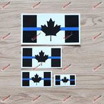 Thin Blue Line Canada Canadian Flag Vinyl Decal Sticker - 4 Pack Glossy, 2 Inches, 3 Inches, 4 Inches, 6 Inches - for Car Boat Laptop Cup