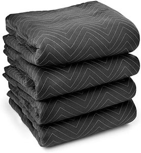 Sure-Max 4 Moving & Packing Blankets - Ultra Thick Pro - 80" x 72" (65 lb/dz weight) - Professional Quilted Shipping Furniture Pads Black