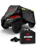 Badass Moto Heavy Duty Triple Waterproof 4 Wheeler Cover - Rip Resistant Night Reflective Quad Four Wheeler ATV Cover with Advanced Waterproofing, Easy Access Zipper & Vents - Black, Large, 95 Inches