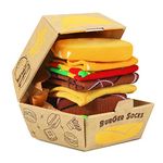 Funny Burger Socks Box for Dad Father Men Women Teenage Boys - Funny Gifts Hamburger Novelty Funky Cool Food Crazy Fun Silly Multipack Socks Fathers Day Easter Christmas Gifts Stocking Fillers