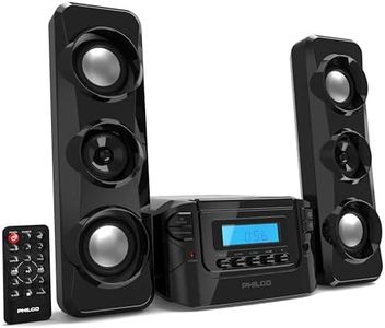 Philco Stereo Shelf Systems Compact CD Shelf System with Digital FM Stereo Radio, Bluetooth Wireless Technology, and Remote Control in Black | LCD Display | MP3 & AUX Port Compatible | USB Playback