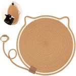 Cat Scratcher Mat, Natural Cotton Rope Cat Scratch Pad, 15.7'' Round Horizontal Floor Cat Scratching Pads for Indoor Cats, Cat Furniture Protector for Wall, Couch, Carpets, Sofas