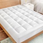 OLANLY Full Quilted Fitted Mattress Pad - Elastic Fitted Mattress Topper - Cooling Soft Mattress Cover Stretches up to 21 Inches Deep, Machine Washable Mattress Protector (54x75 inch, White)