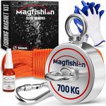 MAGFISHION Magnet Fishing Kit - 700 KG (1600lb) - Ø94mm - Super Strong Neodymium Magnet with Rope (20M), Carabiner, Gloves, Threadlocker - Magnetic Powerful Magnets