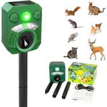 Joomouney Cat Repellent, Garden Cat Repellent Cat Deterrent Animal Scarer Ultrasonic Solar Deterrent with PIR Sensor & Flash 5 Adjustment Modes, IPX4 Waterproof Solar USB Charging for Dog Cat Fox Bird