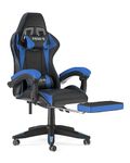 Racingreat Gaming Chair,Ergonomic Gaming Chair for Adults, Height Adjustable Reclining Computer Game Chair Comfortable with Headrest and Lumbar Support (With Footrest, Blue)