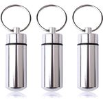 pengxiaomei 3 pcs Waterproof Aluminum Pill Box, Pocket Pill Case Silver Pill Holder Medicine Case Water Resistant Keychain Silver Pill Holder Pill Container for Outdoor Travel Camping