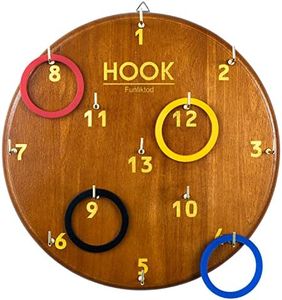 Funliktod Wooden Wall Hanging Ring Toss Game for Adults & Kids - Wall Game for Indoor & Outdoor Family Fun(Dark Brown)