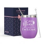 Elegantpark Funny Retirement Gifts for Women 2024 Retired Gifts for Her Retirement Wine Tumbler for Retired Teachers Friends Coworkers Boss Friends Travel Coffee Tumbler with Straw Purple