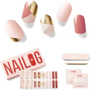 NAILOG Semi Cured Gel Nail Strips (20 Extra Long Nail Stickers) | Glossy & Long Lasting Soft Gel Finish Nail Wrap| Belle Epoque