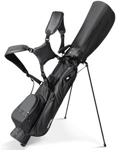 Small Golf Bag, 3 Divider Fit Up to 8 Clubs, Golf Stand Bag with Rain Cover, Easy to Carry and Durable Pitch n Putt Golf Bag, Lightweight Golf Bags with Strap and Stand for Men n Women, X-Black
