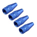 Futheda 4pcs Dust Caps Aluminium Bike Tyre Stem Air Valve Caps Bicycle Wheel Tire Presta Valve Stem Cover High Pressure Bicycle Accessories Blue