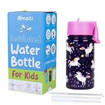 SOLARA Water Bottle for Kids 450ml, Kids Water Bottle, Sipper Bottle for Kids, Thermosteel Kids Bottle, Stainless Steel Water Bottle for Kids, Straw Bottle for Kids, Unicorn