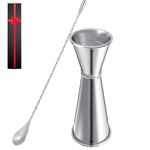 Measuring Jigger & Mixing Spoon Set, Cocktail Jigger for Bartending,Bell Jigger with 1oz and 2oz Measuring Marks, Cocktail Measuring Jigger with Cocktail Spoon,Cocktail Mixing Spoon,bar Mixing Spoon