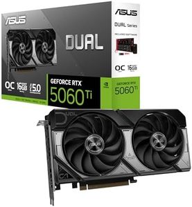 Asus Dual NVIDIA GeForce RTX 5060 Ti 16GB GDDR7 OC Edition – Carte Graphique (PCIe 5.0, DLSS 4, HDMI 2.1b, DisplayPort 2.1b, 2.5-Slot, Ventilateurs axiaux, Technologie 0dB, Dual BIOS)