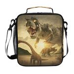 FFY Go Boys Dinosaur Lunch Bags 3D T-Rex Jurassic Park Large Insulated Lunch Box Tote Bag Cold Thermal Freezable Shoulder Strap for Kids Teen School Work