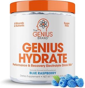 Genius Hydrate Powder Drink Mix Blue Raspberry 50 Servings - Natural Electrolyte Hydration Booster Endurance Supplement with Coconut Water Potassium Magnesium Zinc Sugar Free No Artificial Sweeteners