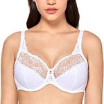 Delimira Women's Beauty Lace Non Padded Minimiser Full Figure Underwire Bra White 40H