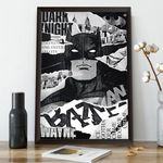 Waltractive Batman Comic Style Wall Art Framed Poster Portrait - Available in 8x12 and 12x18 Inches - Perfect Wall Decor for Bedroom, Kids Room and Dorm for Decoration (try)