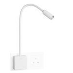 ENUOTEK Plug in White Dimmable LED Bedside Wall Reading Light, Swing Arm Flexible Gooseneck LED Nightstand Lamp on Outlet Socket, 3W 280Lm Neutral White 4000K, with Power Plug and Touch Switch