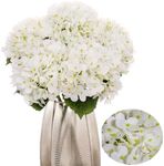 Kimura's Cabin 5pcs 21" Real Touch Hydrangeas Fake White Flowers Full Latex Artificial Hydrangea Flowers Stems for Home Table Centerpieces Wedding Party Decoration