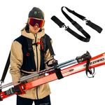 Ski Strap and Pole Carrier, Adjustable Ski Carrier Straps Cushioned Ski Straps, Downhill Skiing Gear Ski Accessories, Adults Teens Skiing Snowboarding Winter Outdoor Activities