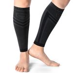 CAMBIVO Calf Compression Sleeves for Women and Men, Leg Compression Sleeves for Running, Flight, Hiking(Black, SM, 1 Pair)