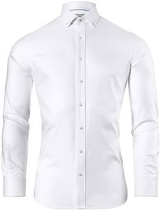 Vincenzo Boretti Camisa, Slim-fit/Ajuste Entallado, Suave Oxford - no Necesita Plancha Blanco 43-44