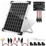 SUNSUL 10 Watt 12V Solar Panel Kit Battery Maintainer Trickle Charger, with Waterproof 5A 12V/24V PWM Solar Charge Controller and Adjustable Solar Panels Mount Rack Bracket (10 Watt with Accessories)