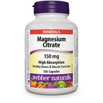 Webber Naturals Magnesium Citrate 150 mg, 120 Capsules, High Absorption Mineral, Supports Bone and Muscle Functions