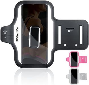 Running Armband with Large Reflective Strips, for iPhone 16 15 Pro 14 Plus 13 11 XR XS, Galaxy S25/24/S10 Water Resistant Sports Phone Holder Case with Extension Strap, Key Card Slot, Earphone Holder