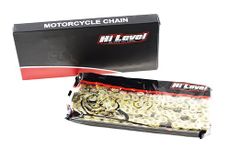 Hi Level heavy duty motorcycle chain, 428H-130 in gold, 130 links, 428 pitch, with split connecting link