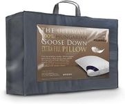 Littens Extra Filled Luxury Ultimate Collection 100% Pure Hungarian Goose Down Pillow 300TC 100% Cotton Jacquard Casing, Down Proof, Gold Piping