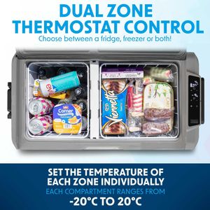 Dellonda 60L Portable Car Fridge Freezer – Dual Zone, 12/24/230V