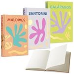 Maplefield XL Decorative Book Set - Set of 3 Luxury Hardcover Blank Books for Writing and Home Decor - Great for Entryways, Coffee Tables, Bookshelves - Travel Theme (Maldives, Santorini, Galapagos)