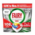 Fairy Platinum Plus All-in-1 108 Dishwasher Tablets, Fairy Dishwasher Tablets Platinum Plus, Lemon, Our Best Cleaning For A Clean Like New, Fights All Grease & Prevents Limescale