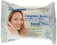 Alibi Wet Cleansing Fragrance Free Facial Wipes For Sensitive Skin - 3 in 1 Cleanser Wipes - 1. Eye & Face Makeup Remover - 2. Cleanses Skin Gently - 3. Face Toner & Moisturizer - Oil Balanced Formulation With Vitamin E & Chamomile - 25 Wipes.