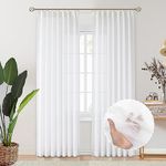 LIYAXUN Sheer White Curtains 84 inches Long, Pinch Pleated Curtains for Bedroom, White Sheer Drapes with Custom Multi Size (2 Panels, 50 inches Wide Each Panel, White)