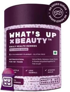What's Up Wellness Natural Biotin Gummies for Hair Growth, Bright Skin & Strong Nails | Vitamin A to E, Folic Acid, Zinc, Aloe Vera | For Men & Women | No Added Sugar | 30 Days Pack |