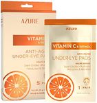 AZURE Vitamin C Brightening Under Eye Pads - Anti Aging, Lifting & Moisturizing Eye Mask Patches - Reduces Fine Lines, Wrinkles, Dark Circles & Puffiness - Skin Care Made in Korea - 5 Pairs