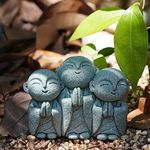 OwMell 3 Japanese Jizo Statue Stone Japanese Buddha Jizo Monk Statue Figurine Memorial Statue Aquarium Decoration Garden Outdoor Ornament 3" - Smiling