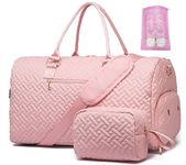 Travel Duffle Bag for Women, Weekender Bag with Shoe Compartment, Carry On Overnight Bag for Women with Toiletry Bag, Gym Bag with Wet Pocket, Hospital Bags for Labor and Delivery Pink