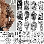 Yazhiji 36 Sheets Temporary Tattoos