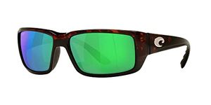 Costa Del Mar Sunglasses for Men - Fantail Mens Polarized Sunglasses, UV Protection for Fishing, Boating & Beach - Tortoise/Green Mirror 580P - Size 59