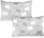 Toddler Pillowcase Boys, Kids Pillow Cover for Sleeping, 2 Pack Elephant Set Fit Pillow Sized 13"x 18" Or 14"x19", Travel Pillowcase, Envelope Closure, Soft Breathable